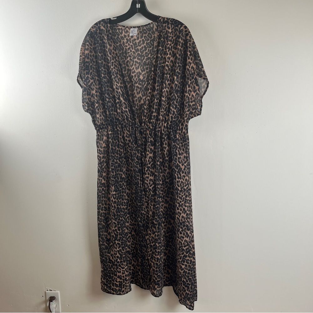 Womens Leopard Kimono Semi-Sheer